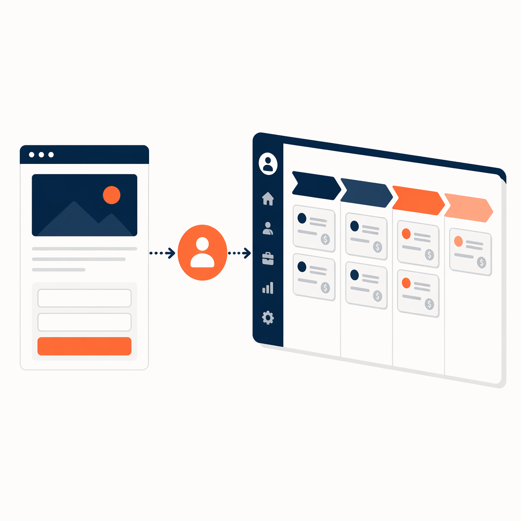 Лид перетекает из лендинга в CRM-пайплайн