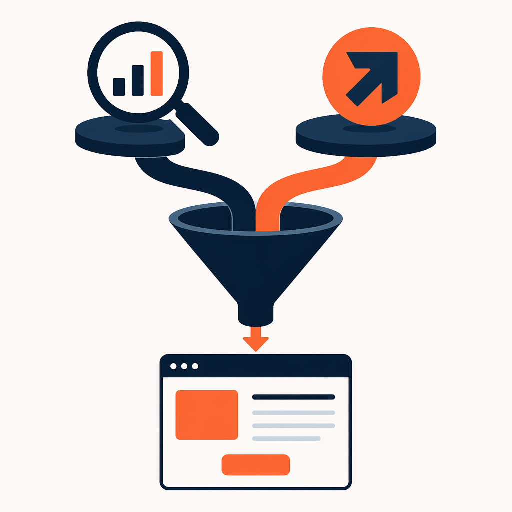 Воронка объединения SEO и Директ в лендинг