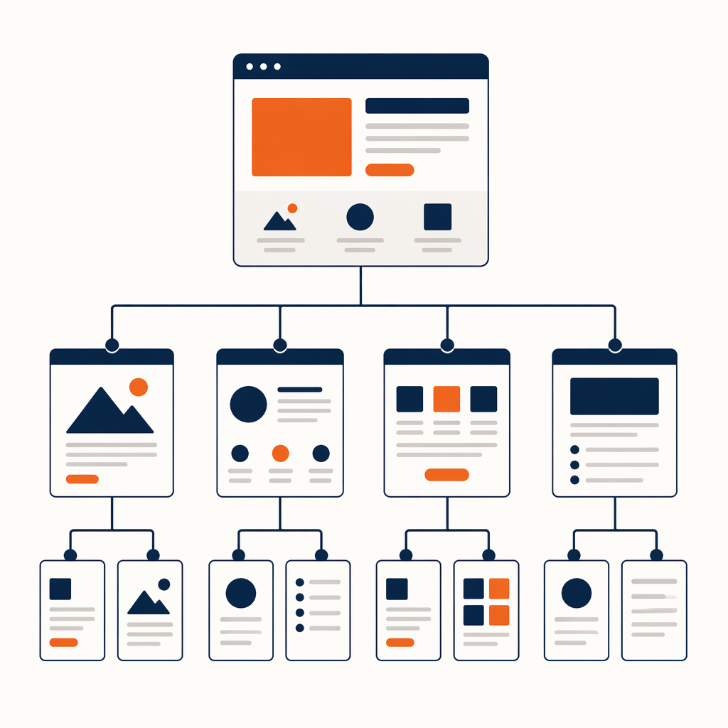 Дерево sitemap с блоками лендинга